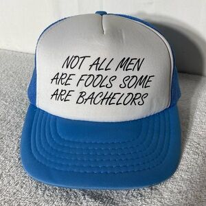 Vintage Blue and White Mesh Back Snap Back Trucker Hat